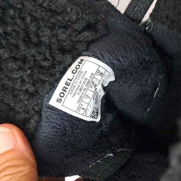 Sorel Emilie Black Leather And Suede Tall Lace-Up Fleece Lined Winter Boots Sz9 - Picture 9 of 12